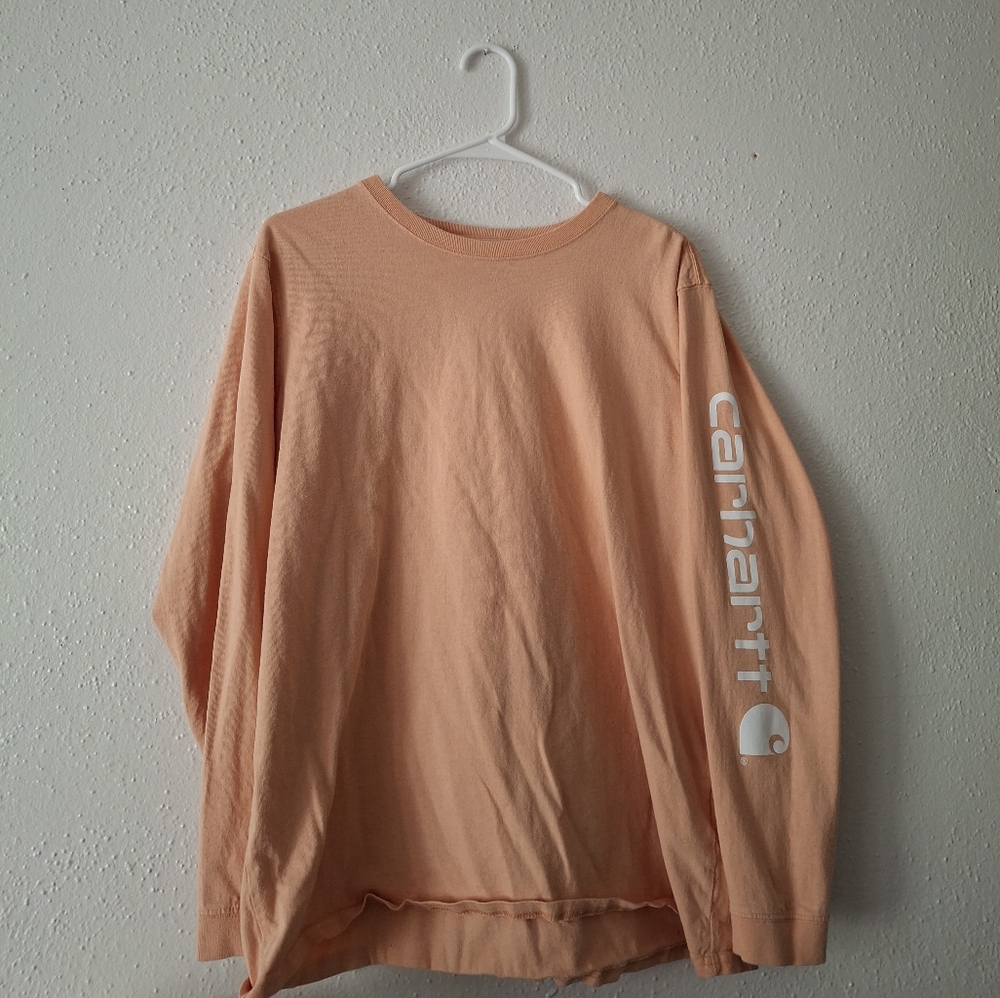 Carhartt Womens XL Loose Fit Graphic Long Sleeve Peach Colored